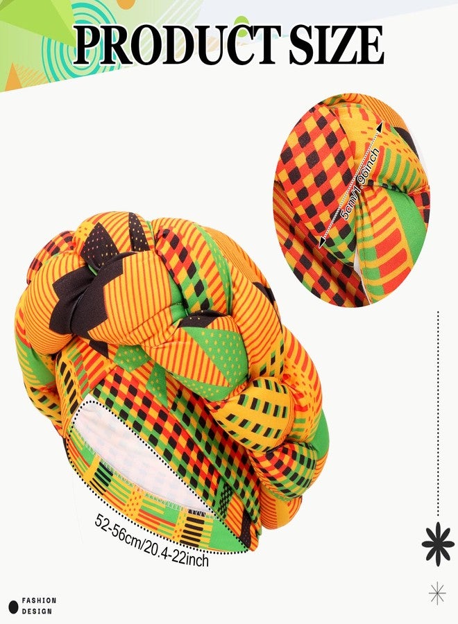 XEPST African Turban Head Wraps Big Braid Cross Turban Hat for Women, Printed Head Wrap Pre-Tied Stretchy Soft Fashion Headwear for Women, Yellow - Image 2